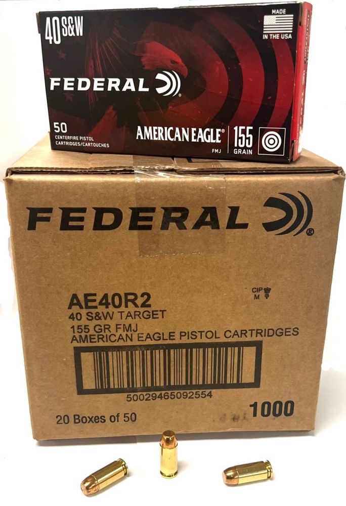 American Eagle 40S&W Ammo 155gr FMJ 1000rd case